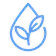 A blue outlined icon of a water droplet containing a small plant sprout.