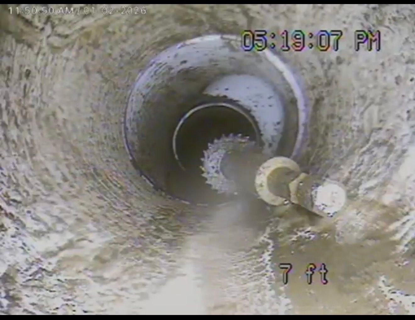 Sewer camera inspection image showing pipe condition during professional drain cleaning in Connecticut
