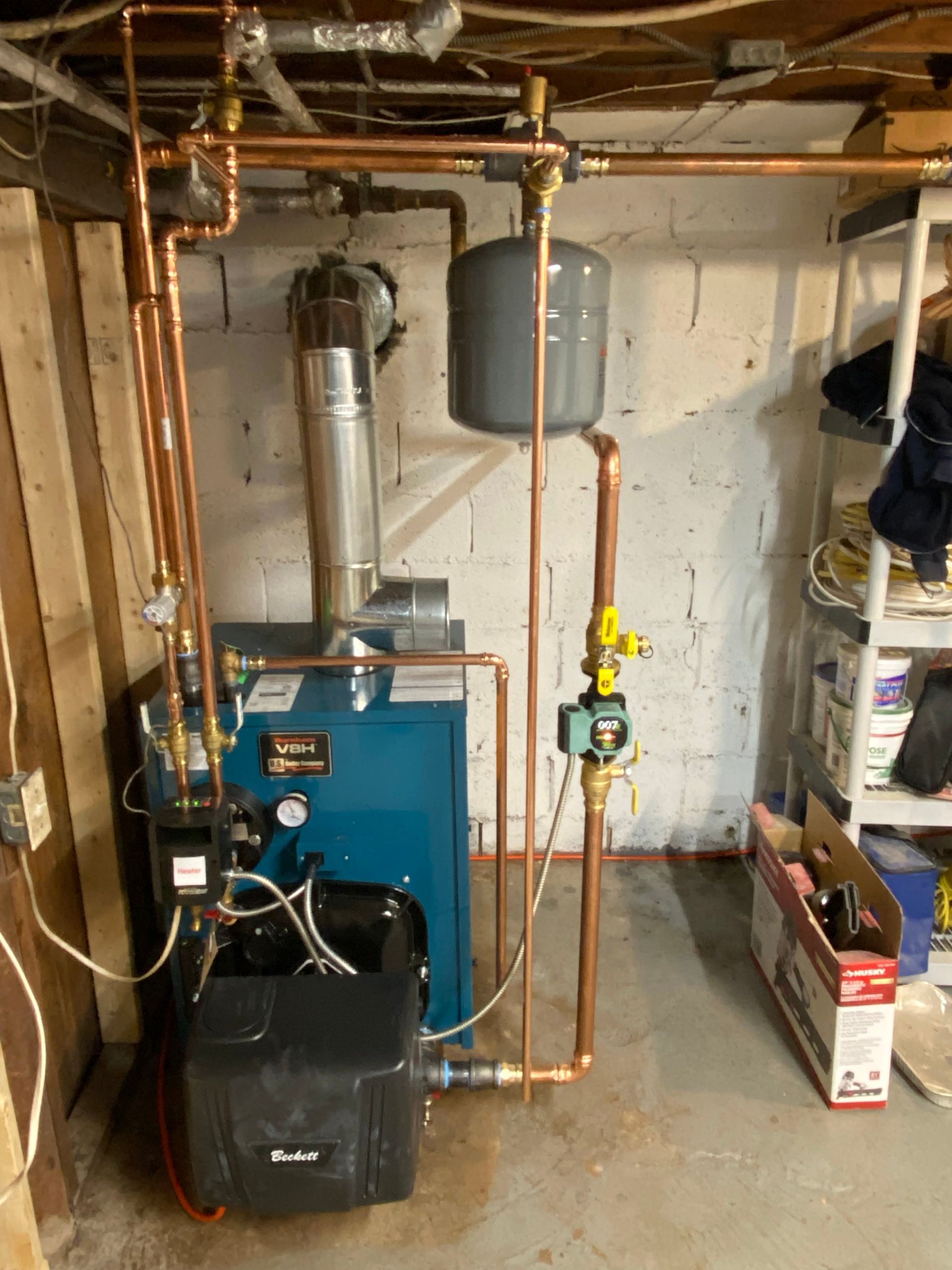 A basement with a boiler replacement in Hamden, CT