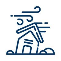 House falling from a storm icon — Ft. Lauderdale, FL — Law Offices of David P. Yon