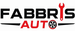 Logo FABBRIS AUTO con testo nero e rosso e una chiave inglese rossa nella 