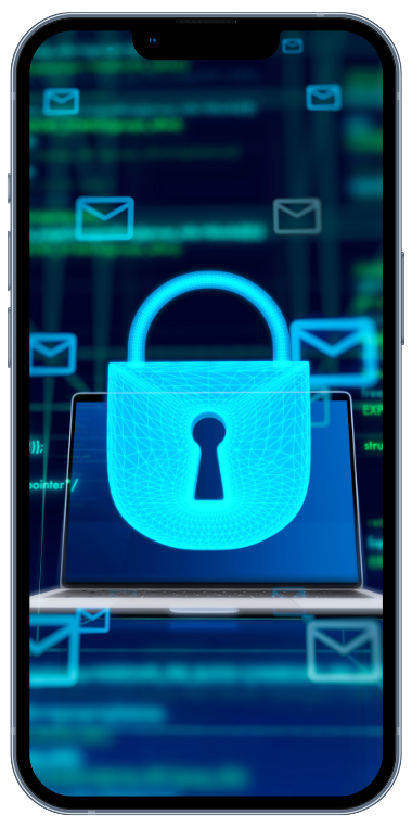 A cell phone with a padlock on the screen.