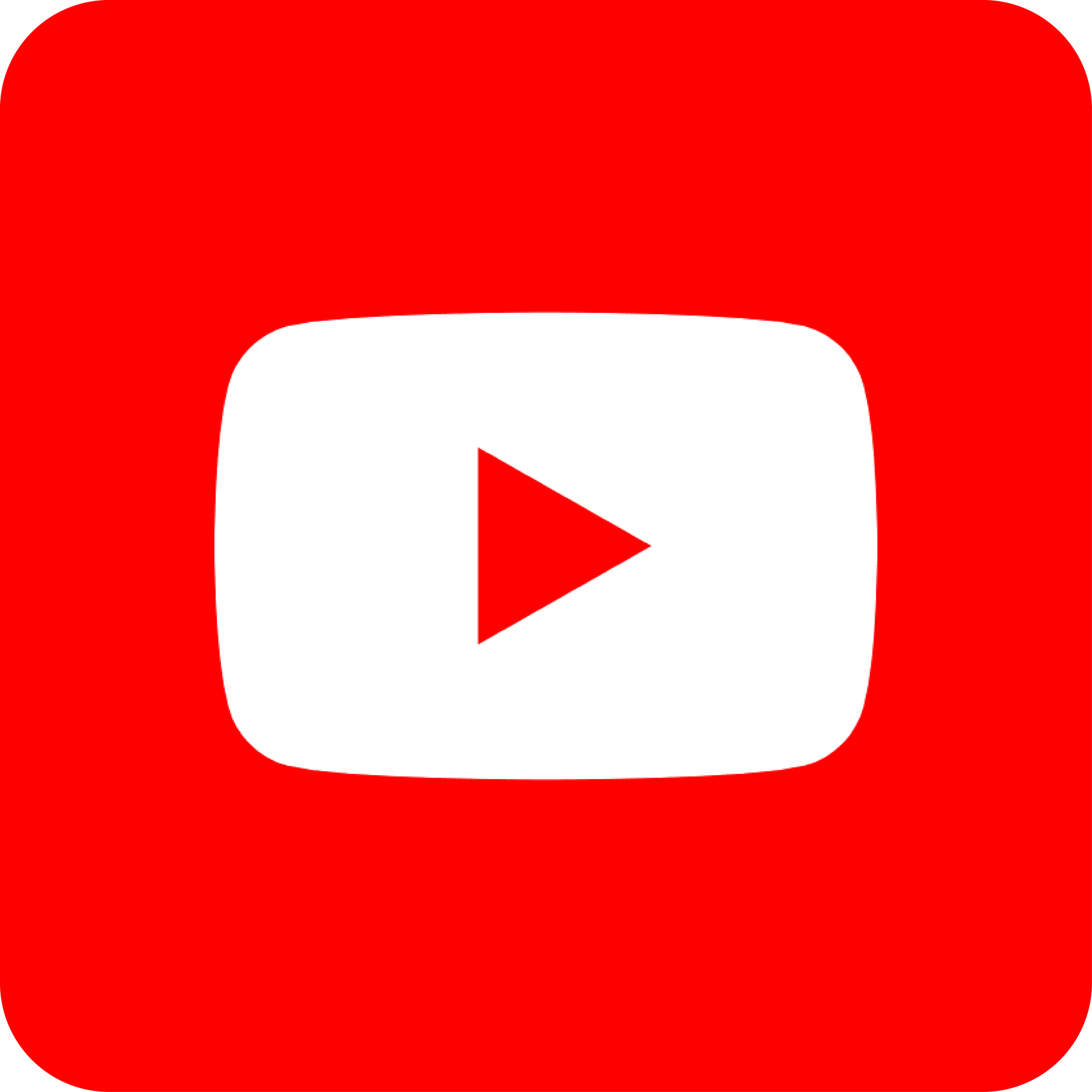 YouTube logo: red square with white rounded rectangle and red play button.
