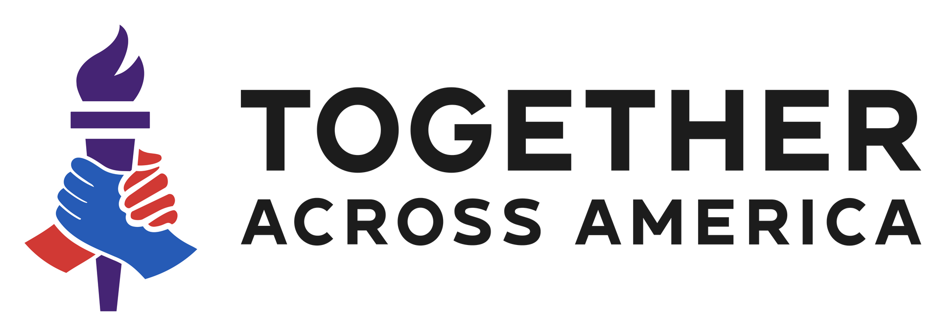 Logo: a torch held by two hands with text