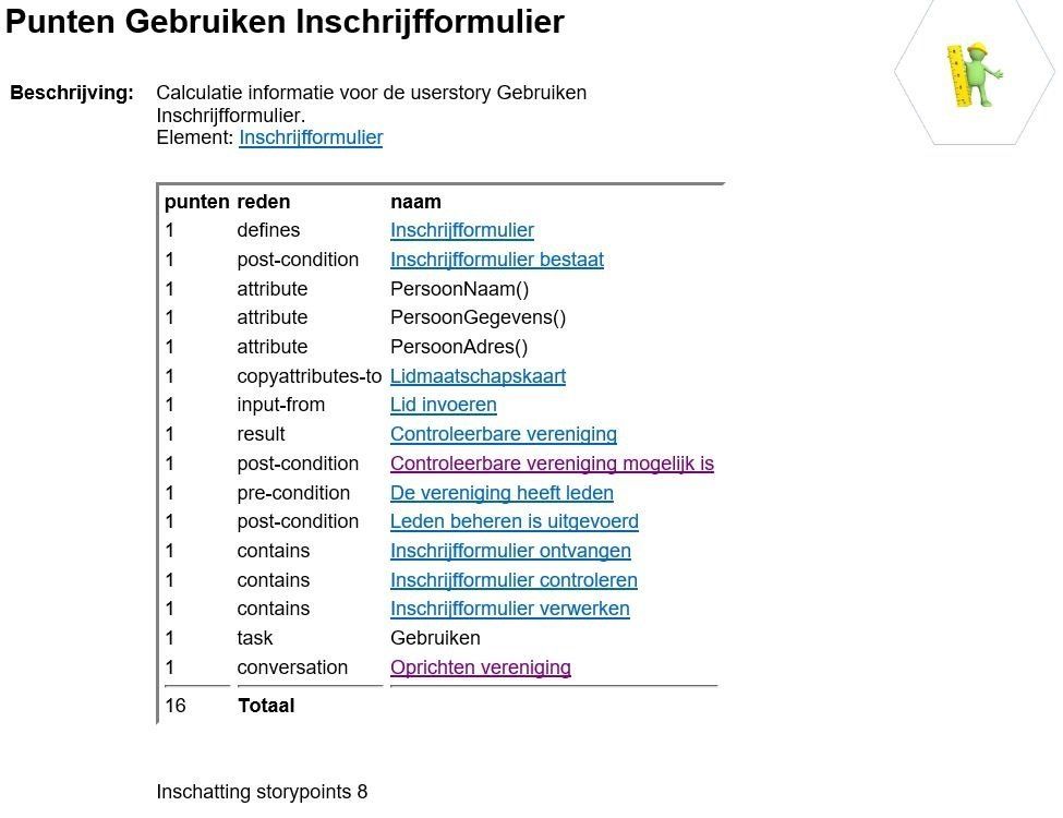 Calculatie gebruiken Inschrijfformulier