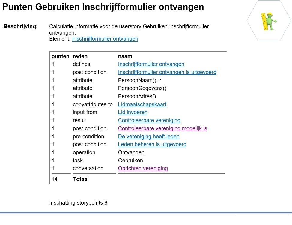 Calculatie gebruiken Inschrijfformulier ontvangen