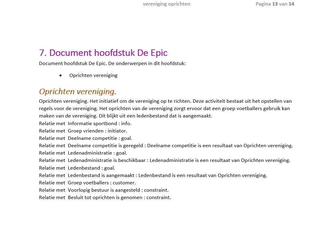 Document hoofdstuk epic