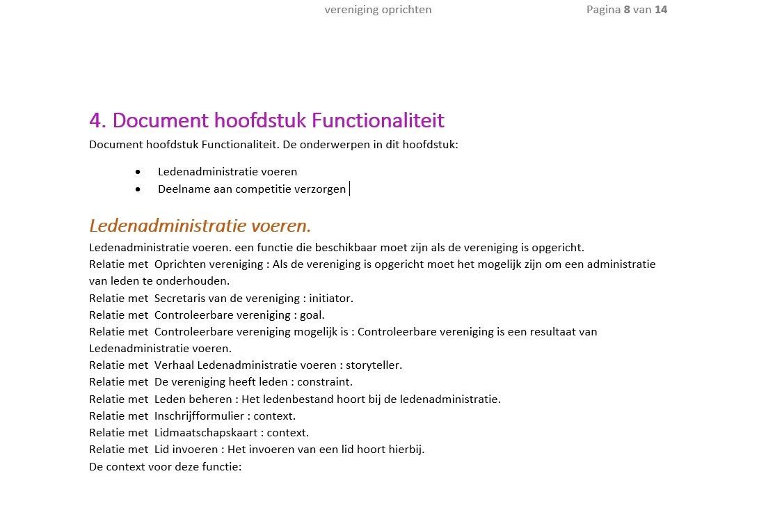 Document hoofdstuk feature