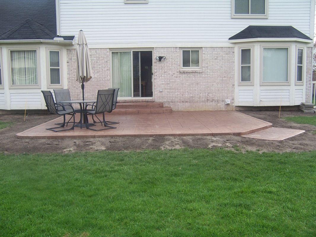 Stamped concrete patio and steps
