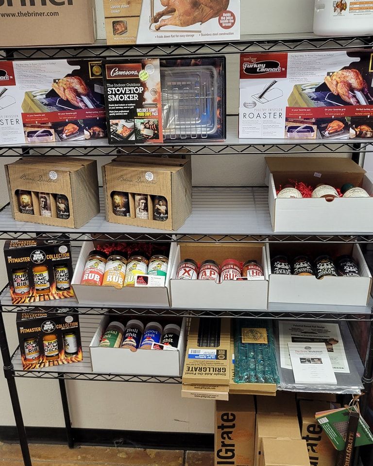 A shelf full of boxes with one that says grade on it