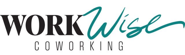 A logo for work wise coworking is shown on a white background.