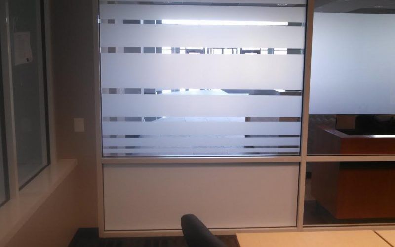 A window with a striped design on it