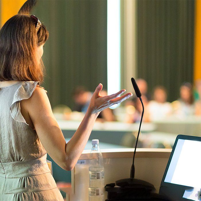 Businesswoman making a presentation at an event