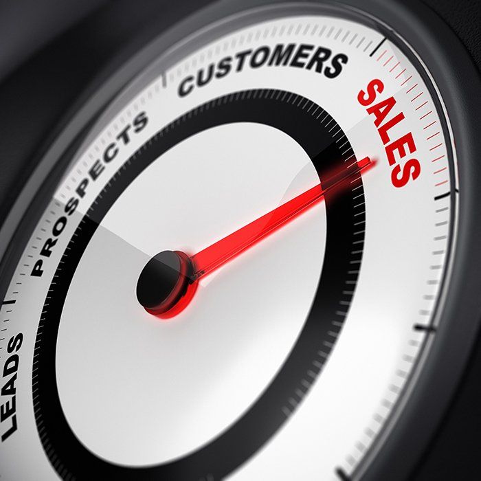 Dial showing leads, prospects, customers and sales