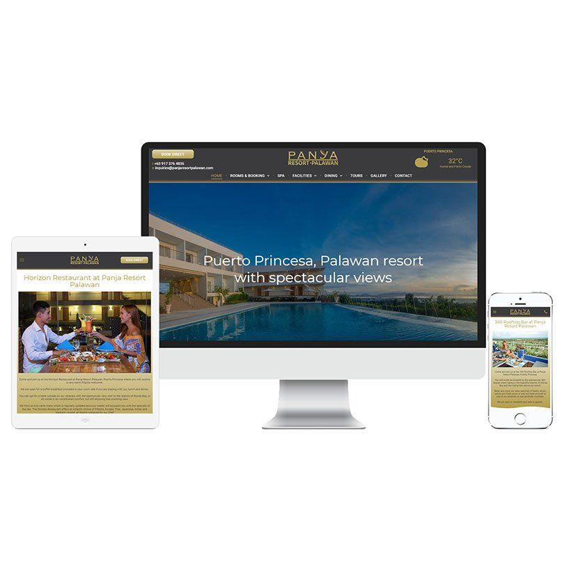 Website design for luxury resort showing site on desktop, tablet and smartphone