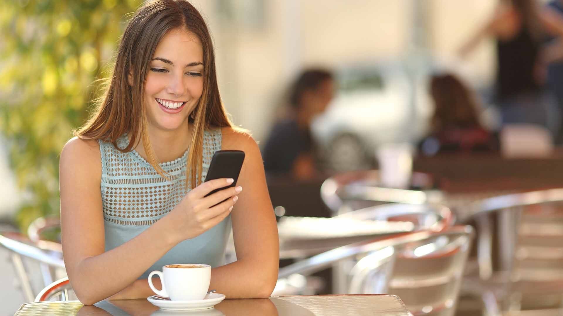 Woman looking at website on smartphone