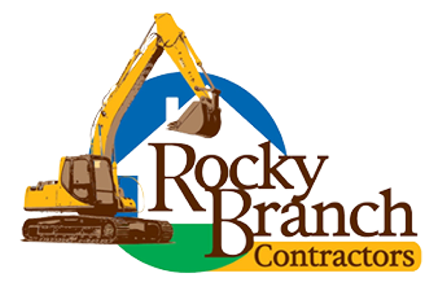 A Logo For Rocky Branch Contractors With A Yellow Excavator - Timberlake, NC - Roxboro Motorsports Park