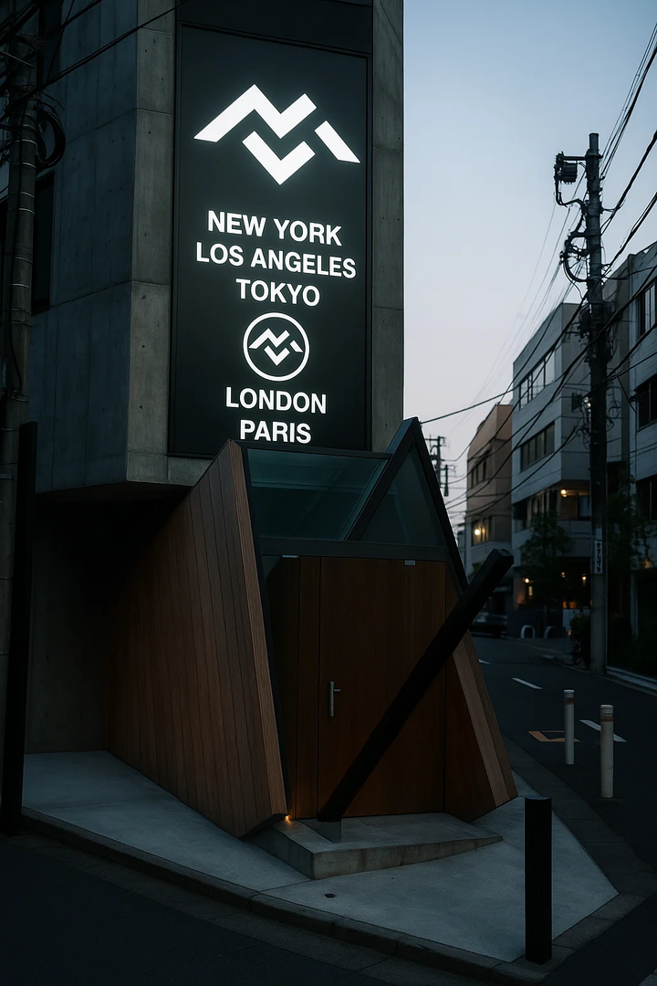 A building with a sign that says new york los angeles tokyo london paris
