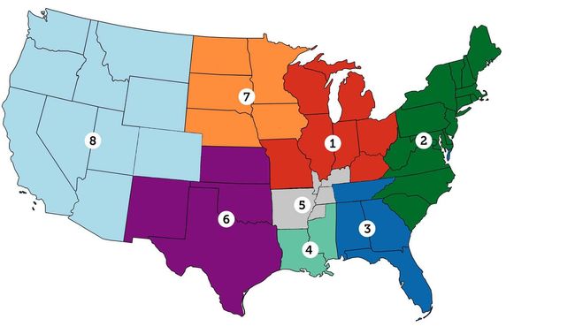 A map of the united states divided into states