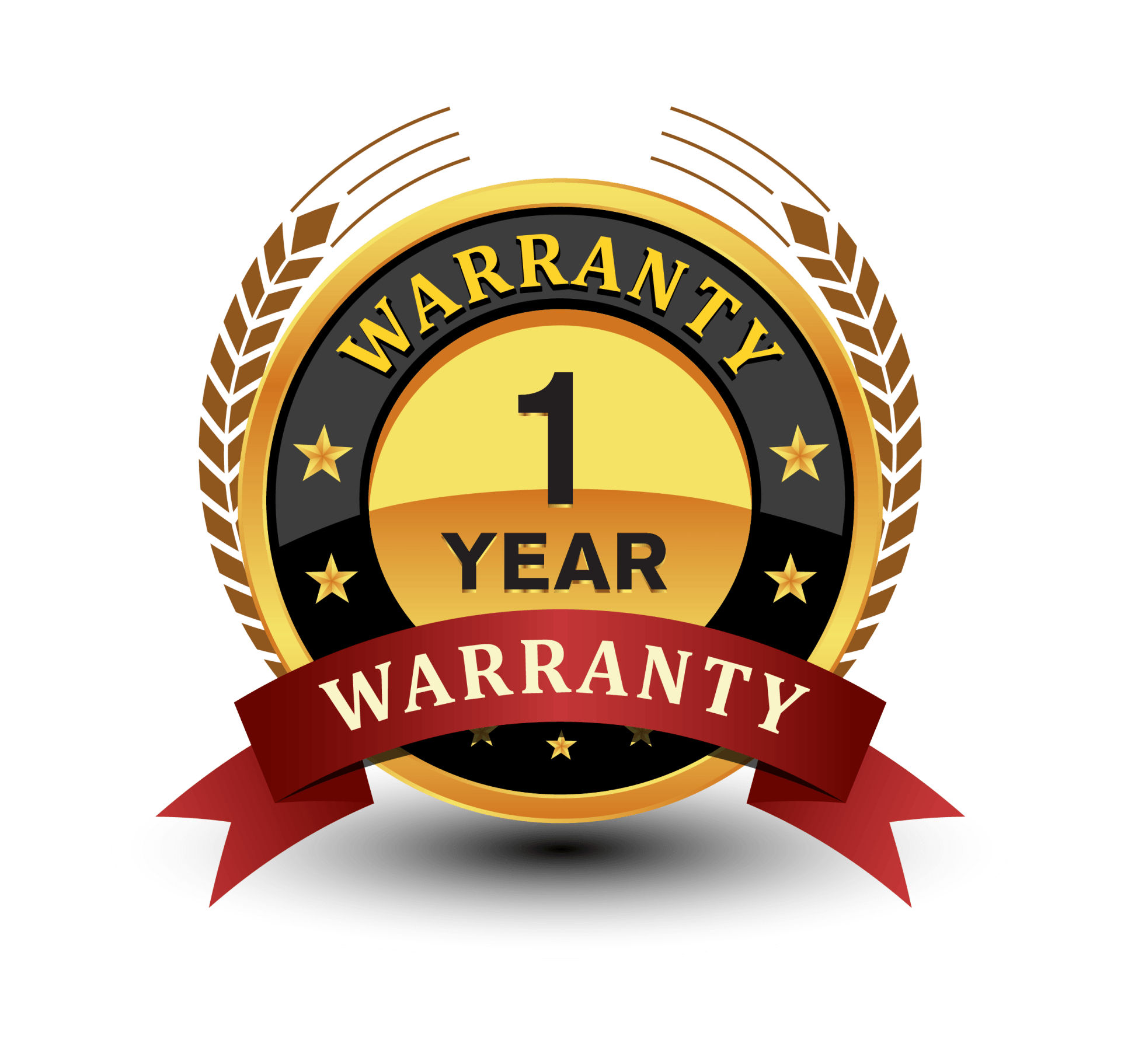 Gold badge warranty of 1 years isolated on transparent background PNG -  Similar PNG