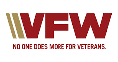 VFW logo in red and gold with slogan, “No One Does More for Veterans.”