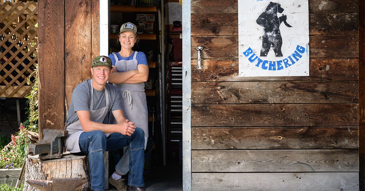 Bjorn and Allison Anderson outside of their butcher shop, Bear Butchering.