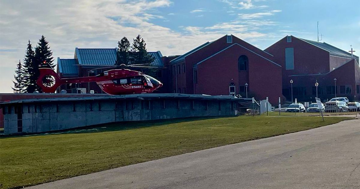 A Shock Trauma Air Rescue Service (STARS) helicopter in Camrose, Alberta. 