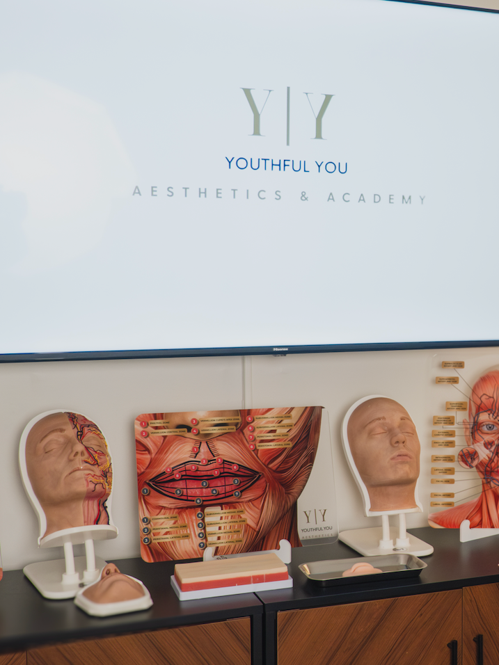 youthful you aesthetics and academy is displayed on a large screen