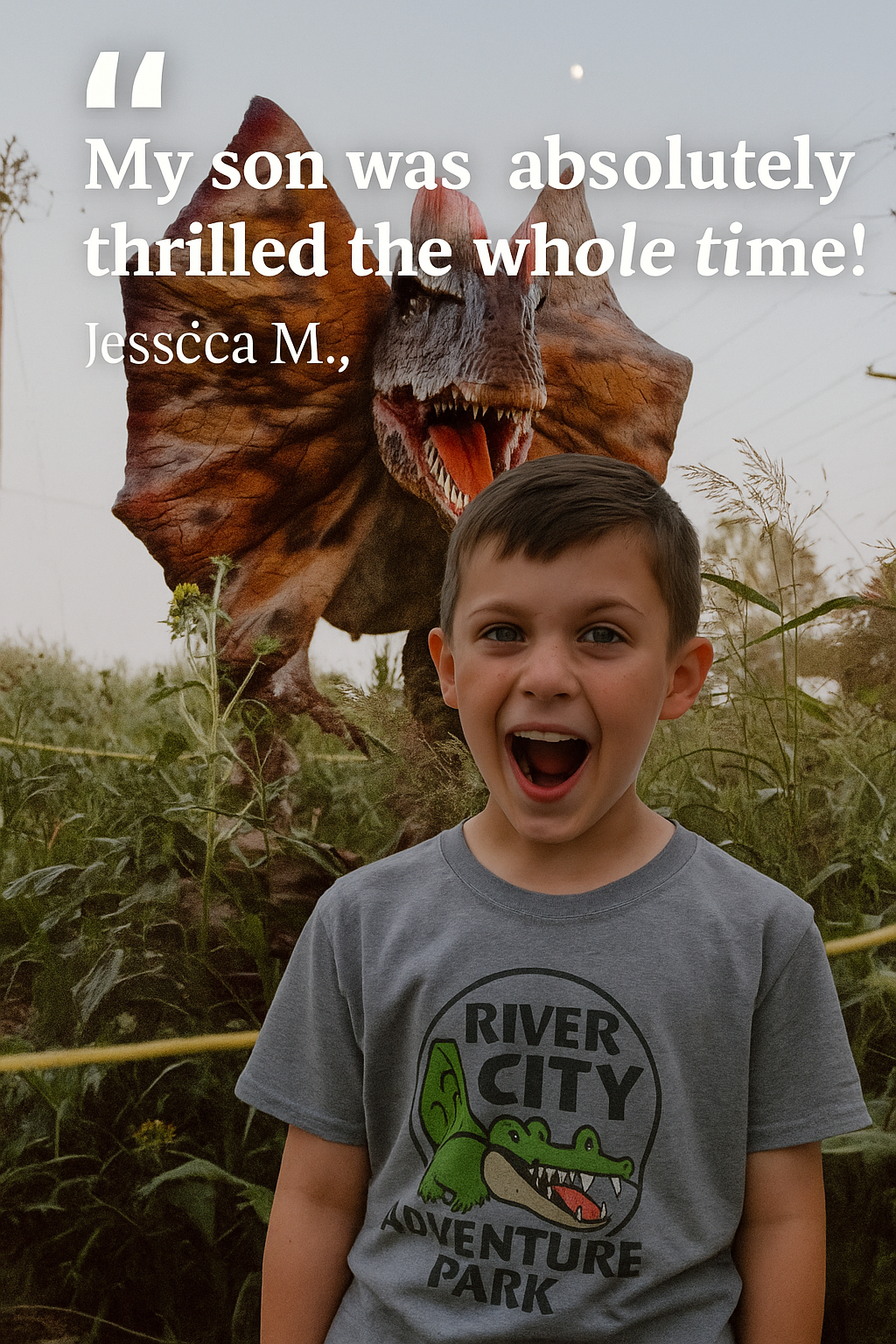 What they say about river city adventure park is shown on a cell phone