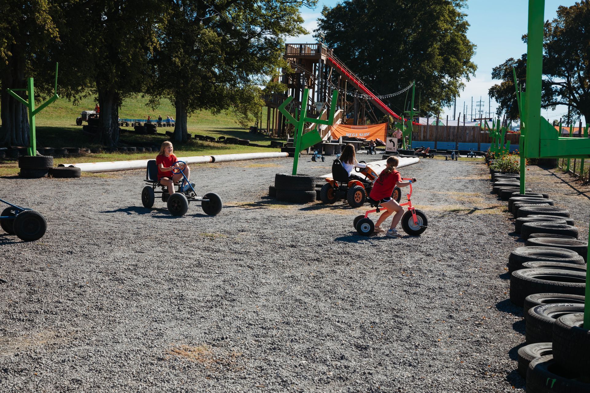 A group of children are playing in a playground.