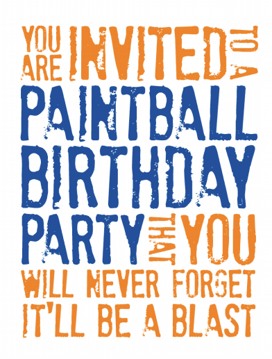 Paintball Birthday Party Invitation Option B