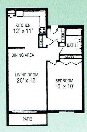 Floor Plan - 1 bed 1 bath