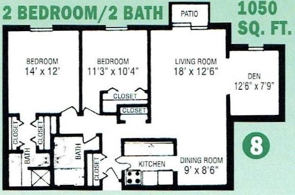 Floor Plan - 2 bed 2 bath