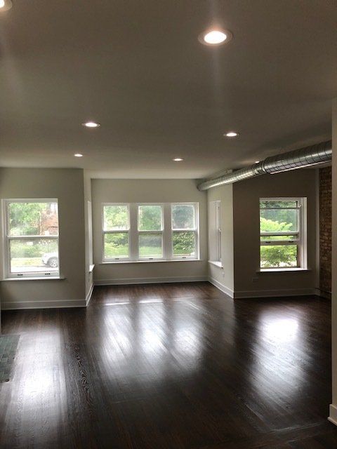 Renovated living room with large window