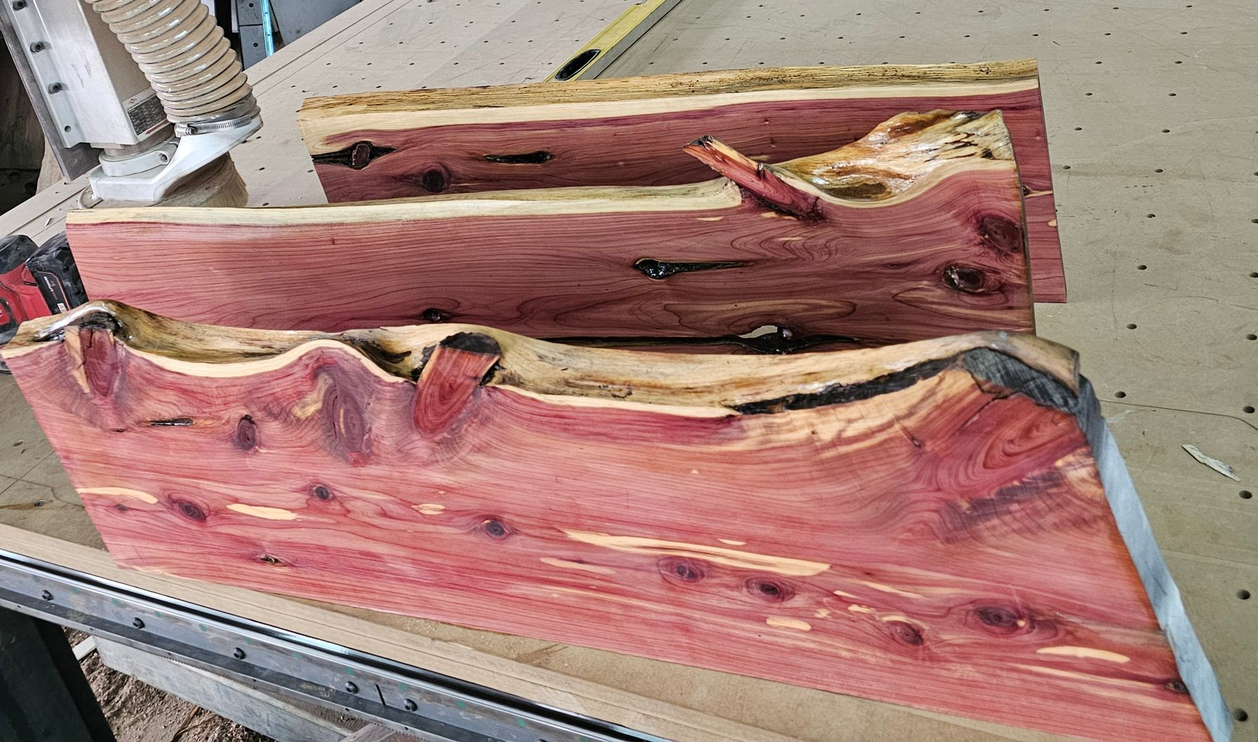 Flattened Live Edge Red Cedar Slabs