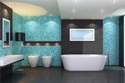 Home Bathroom Remodeling — Aqua Blue Bathroom Wall in Asheville, NC