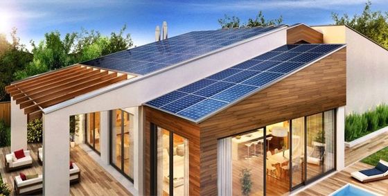 An artist 's impression of a house with solar panels on the roof.