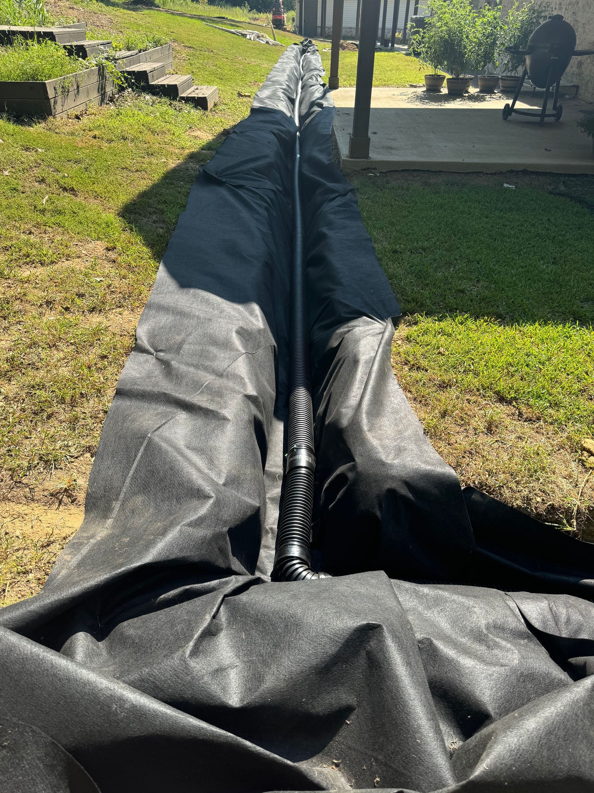 french drain before gravel