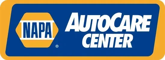 NAPA AutoCare Center logo featuring the NAPA hexagonal emblem in yellow and blue with white text on a blue background.