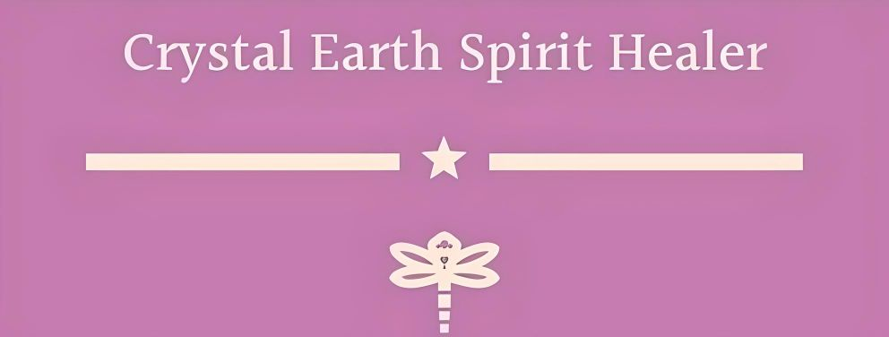 A logo for a crystal earth spirit healer with a star and a flower.