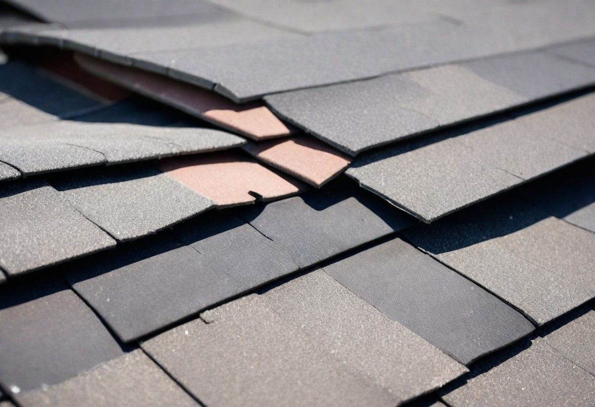 Roof with damaged shingles