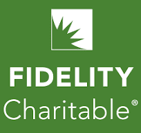 The fidelity charitable logo is on a green background.