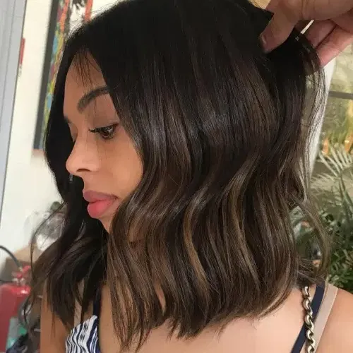 Photo of a partial foil highlights hairstyle