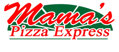 Mama's Pizza Express logo with red text over a green arch.