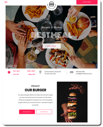 Burger Restaurant Website