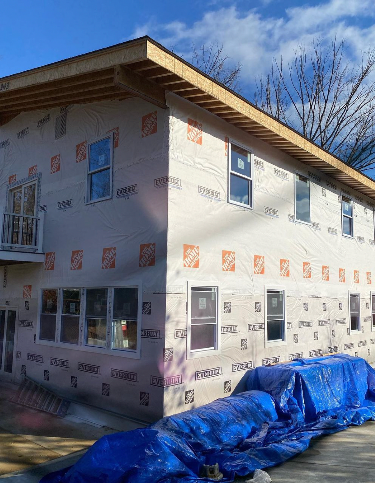 A building with a lot of windows is being built