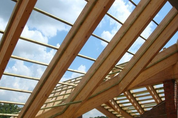 view of a wooden roof of a house