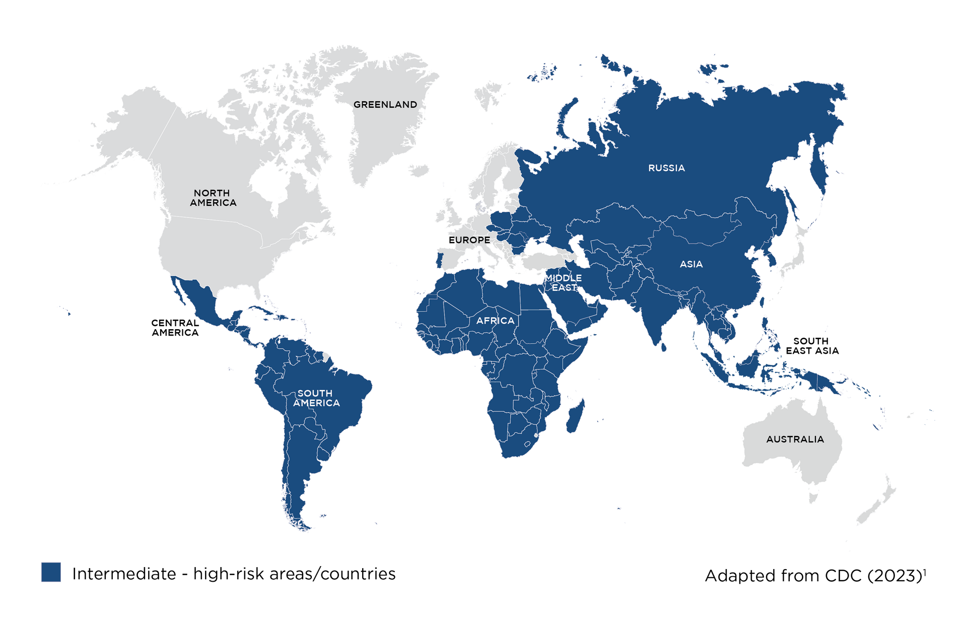 Pays avec Diarrhée du voyageur dans le monde