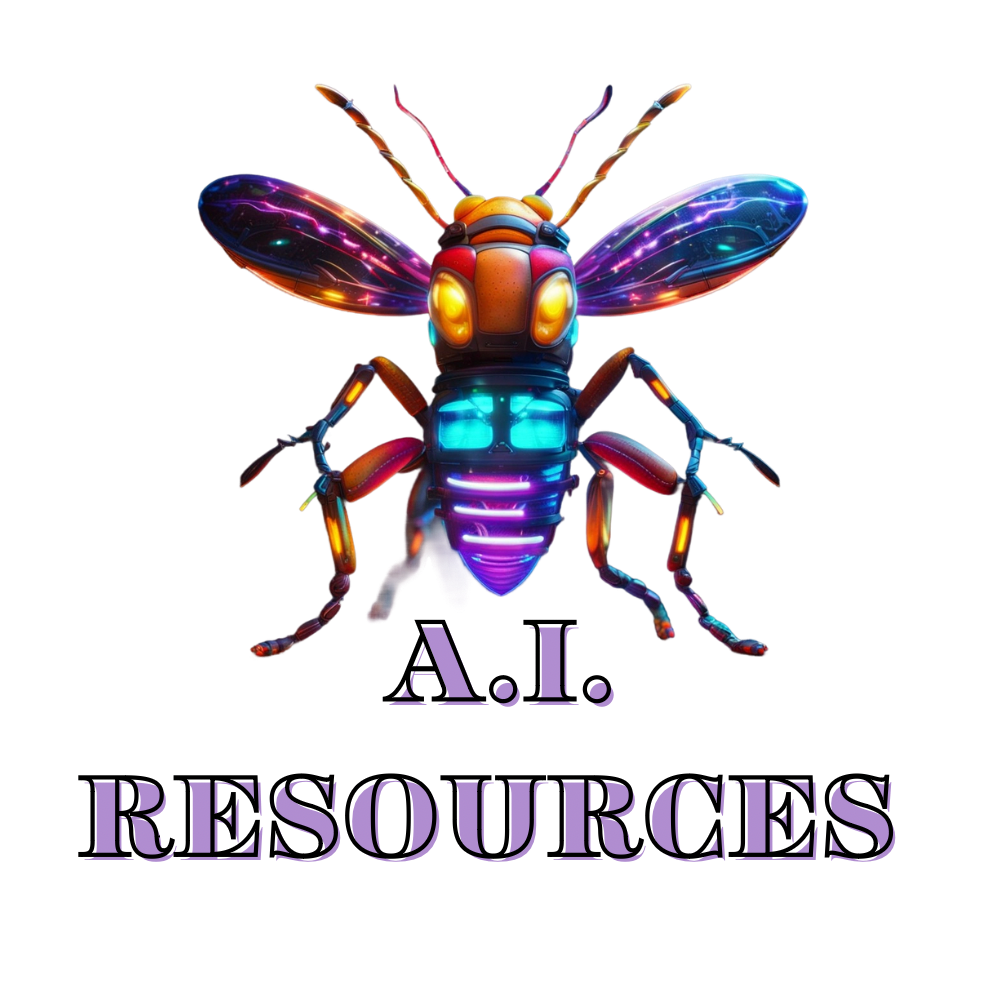 a logo for a company called a.i. resources with a colorful bee on a white background .