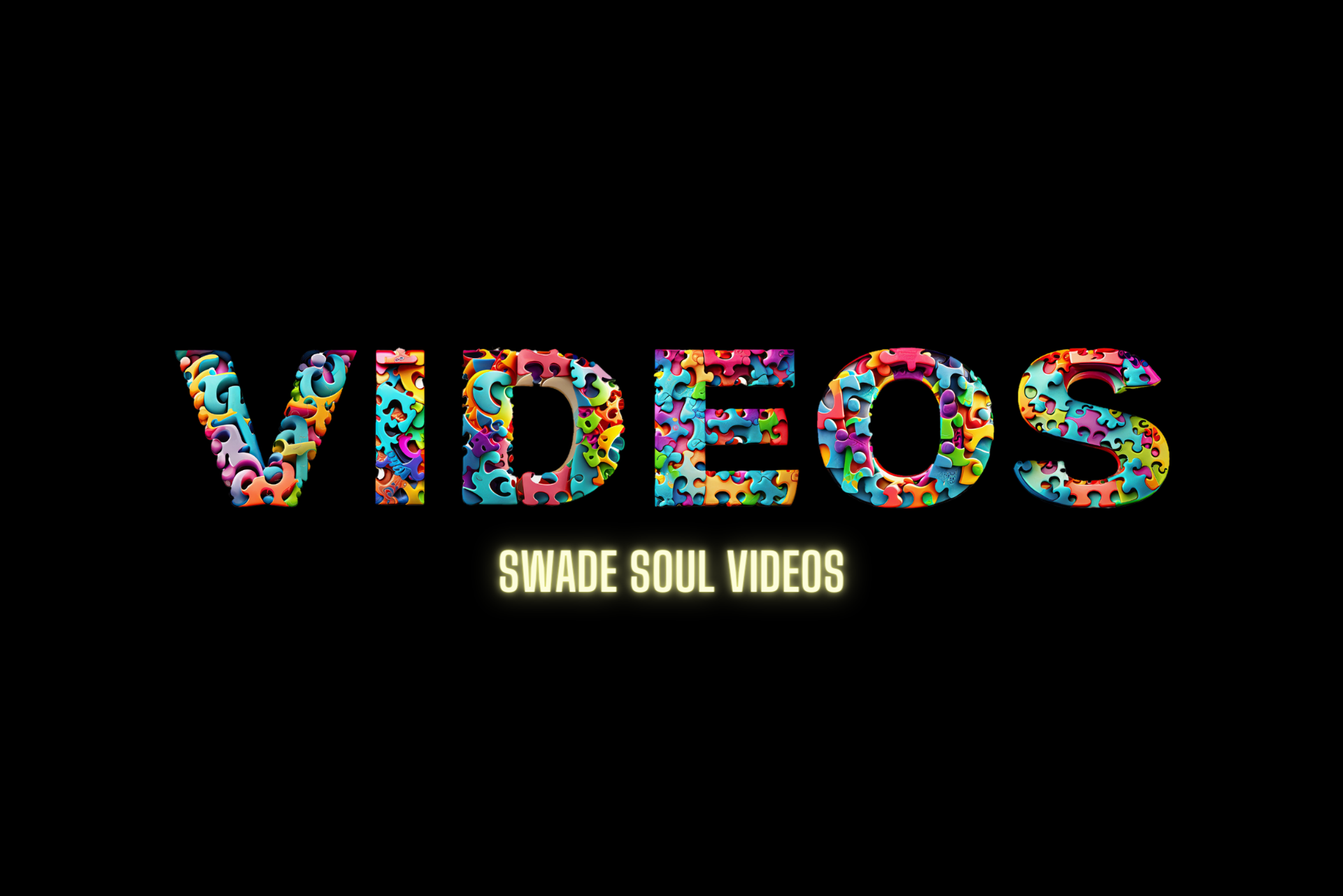 the word videos is written in colorful letters on a black background